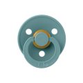A teal Bibs Dummy pacifier with a round shield and ring handle, shown on a white background.